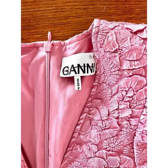 GANNI Pink Jacquard Minidress Long‎ Sleeved Size 36 Mini